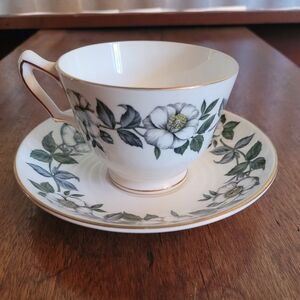 Elegant Staffordshire Floral Bone China Teacup and Saucer Set (114)